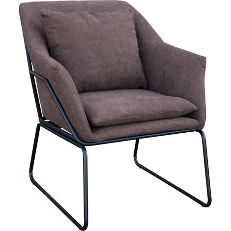 SVITA JOSIE Loungesessel gepolstert mit Armlehne Metallgestell Stoffbezug Braun