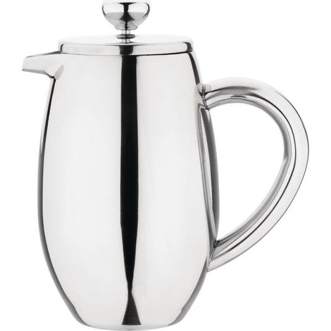 Cafetière à piston pour 3 tasses en acier inoxydable avec chauffe-café - Isolation à double paroi, finition miroir, passe au lave-vaisselle (1/5)