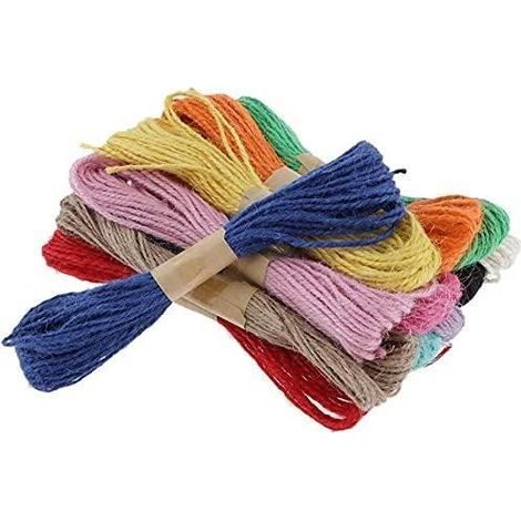 12 Couleurs D'emballage Intégré De Corde De Jute Naturel, Chaque Rouleau De 10 Mètres De Longueur De Corde De Jute à Trois Brin A373 (1/4)