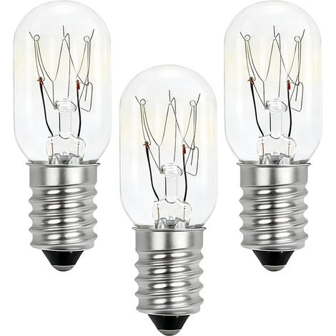 Lot de 3 Four Ampoules, E14 15W Lampe de Sel Dimmable Résistante à 300 °C Blanc Chaud 2700K AC 220–240V Petite vis Edison Ampoule Lampes pour Four Micro-ondes Lampe à Sel Hotte Réfrigérateur (T20) (1/5)