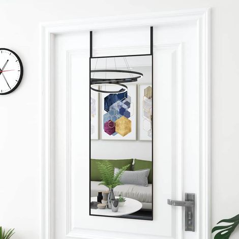 vidaXL Espejo de puerta cristal y aluminio negro 40x100 cm (1/4)