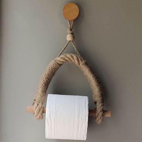 Porte-Papier Toilette - Porte-Serviette en Papier Vintage Serviette Suspendue Corde Accueil Hôtel Salle De Bains Décoration Fournitures Porte-Rouleau De Toilette (1/2)