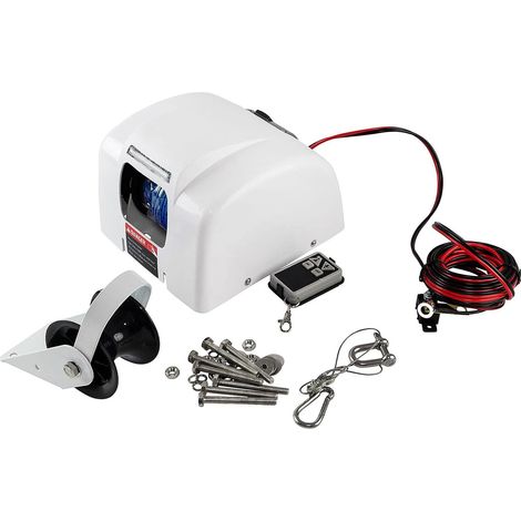 Senderpick – Guindeau électrique 12V 45 lbs avec télécommande sans fil – Corde d'ancrage 30 m x 5 mm – Pour bateaux jusqu'à 7,3 m – Interrupteur étanche