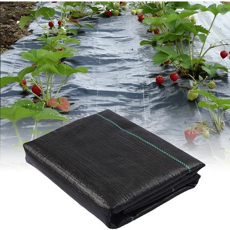 Toile de Paillage,Toile Anti Mauvaises Herbes 2x10m,Geotextile Anti Repousse,Bache Geotextile Anti Herbe,Bache Noire Agricole,Barriere Anti Racine,Contre Mauvais Herbes (1/5)