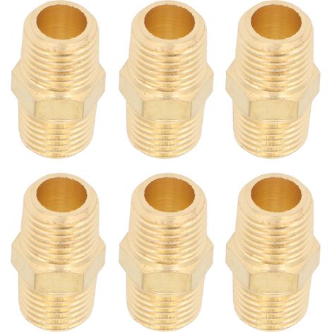 20 raccords pneumatiques 1/4 à 1/4 pouce filetage mâle NPT en laiton, adaptateurs de tuyauterie pour eau, gaz, huile et carburant, lot de 20 (1/5)