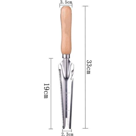 Outil de Désherbage Manuel - - - manche en bois couleur bois d'origine - Comme montré - acier inoxydable (1/5)