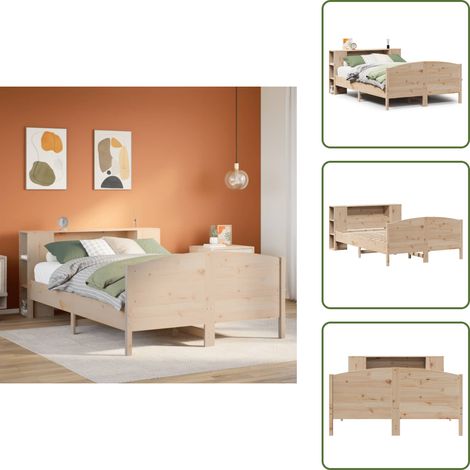 vidaXL Lit bibliothèque sans matelas 135x190 cm bois de pin massif