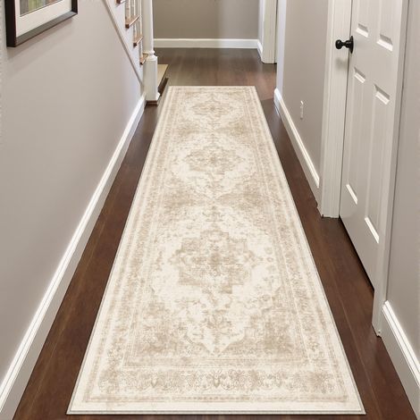 Creme Vintage Tapis Couloir 60x240cm Lavable en Machine Rug Cuisine,Chambre Enfant Rugs, Descente de Lit,AntidéRapant Carpet,Mangerd Carpets,Interieur Doux Poil Ras,Bureau (1/5)