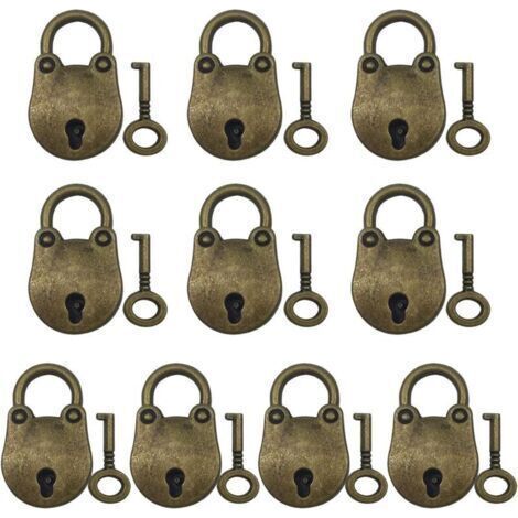 10 Pieces Vintage Padlock Mini Keyed Lock with Keys Archaize Durable Metal Padlock Keyed Lock for Laptop Diary Book Jewelry Box (1/4)