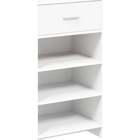 Meuble à chaussures blanc, 48 x 36 x 92 cm, bois d'ingénierie. (1/5)