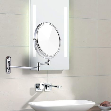 8 inch Bathroom Wall Shaving Makeup Mirror Telescopic Beauty Mirror 5x Magnification