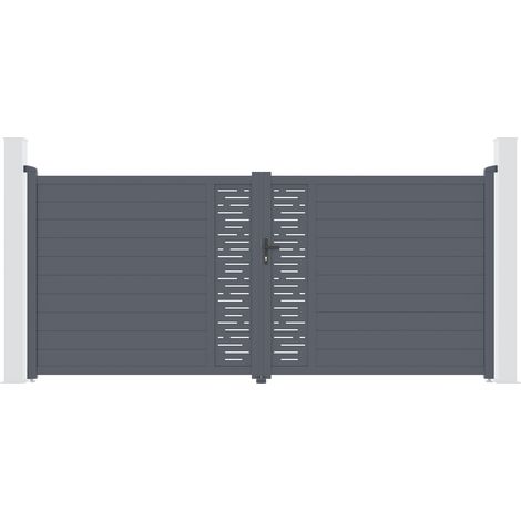 Doppelflügeltor aus Aluminium 4m ARLBERG 400 x 180 cm Grau (1/5)