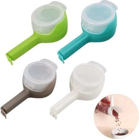(Weiß, Grau, Blau, Grün) Lebensmittelverschlussclip – Nicht spezifiziert – 4 Stück – Verschiedene Farben – Material: PP – Größe: 12,8 cm (1/4)
