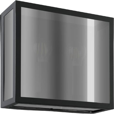 Applique Esterno Alamonte Smoke Acciaio Nero Trasparente 2 Luci E27 Ip44