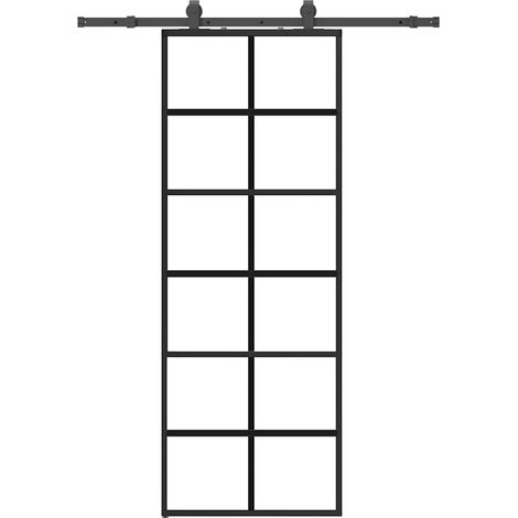 Maison Exclusive - Schiebetür mit Beschlag Schwarz 76x205 cm ESG-
