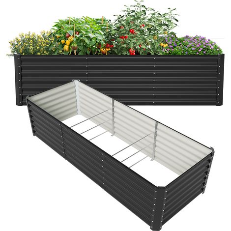 Wolketon XXL Hochbeet aus Metall 240x90x60cm Garten Verzinkt, Stabiles Gemüsebeet Wetterfest & Rostfrei, Hochpflanzbeet mit Kantenschutz für Kräuter, Bodenlos, Grün