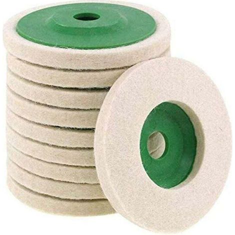 Lot De 10 Disques De Polissage En Feutre De Laine Pour Meuleuse D'angle De 10 Cm - Vert (1/5)