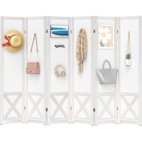 COSTWAY 6 Panel 246 x 170 cm Folding Room Divider with Pegboard Display (1/5)