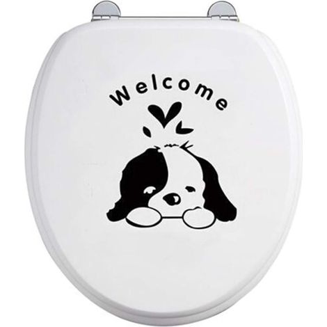 Niedliche Wandtattoos mit Cartoon-Welpen, wasserfeste WC-Aufkleber, Badezimmerdeko, langlebige Dekoration
