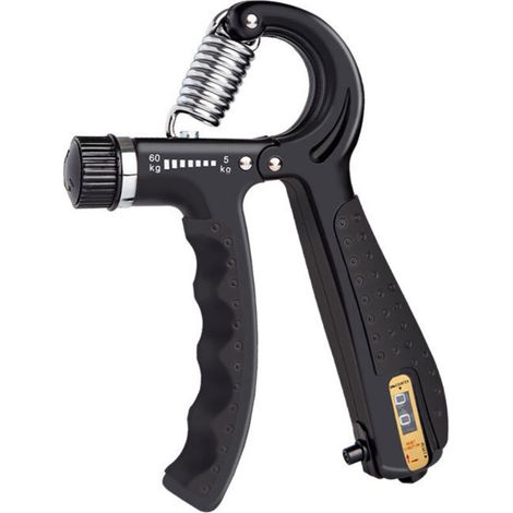 Lntyq Hand Grip, Grip Musculation avec Compteur, Résistance Réglable 5-60kg, pour Athlètes et Exercices de Récupération de la Main, Black (1/5)