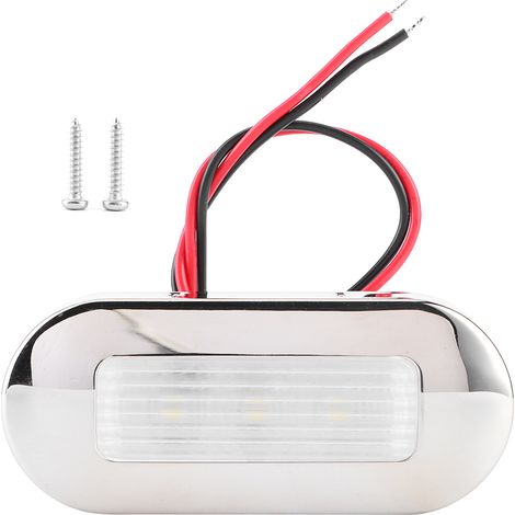 Balise lumineuse LED en acier inoxydable pour bateaux et camping-cars, éclairage de porte, éclairage d'escalier, 3 LED, 12 V CC, lumière blanche froide, éclairage de passerelle, commande de porte, écl (1/5)
