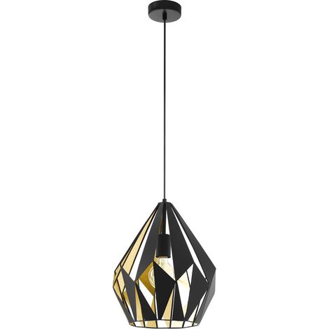 Eglo Pendelleuchte Carlton 1 schwarz-gold Ø 31 cm E27 Deckenlampen & Kronleuchter (1/4)