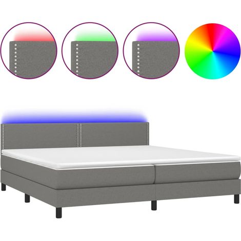 Struttura letto LED con testiera boxspring materasso 200x200 cm tessuto grigio scuro TDL0208299 (1/4)