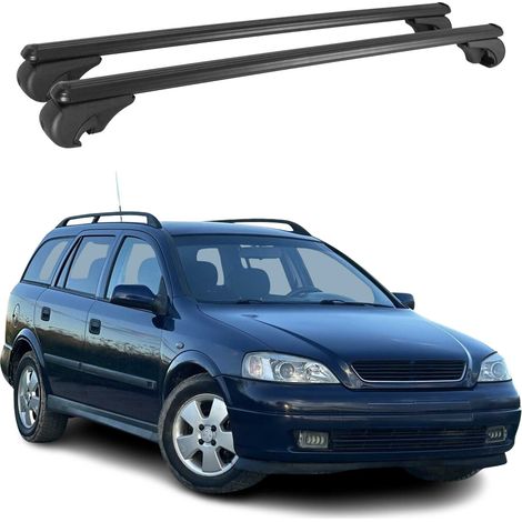 OMAC Aluminium Dachträger Querträger für Opel Astra G Kombi 1998-2004 – TÜV / DIN 75302:2019 – Abschließbar – Max. 75 kg – 2 Stangen Schwarz (1/5)