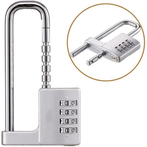 BUNTHAUS 4 chiffres Cadenas à combinaison, cadenas à combinaison à , corps de 64 mm de large, anse longue rétractable en acier inoxydable de 9,7 cm, convient pour l'extérieur, l'école, la gym, les cas (1/5)