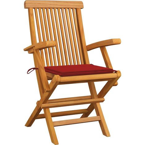 Maison Exclusive - Gartenstühle mit Roten Kissen 8 Stk. Massivhol (1/5)