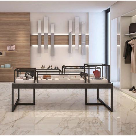Carrelage effet marbre Borghini poli 120x120cm Blanc - Brillant - boîte de 1.42 m2 120x120 cm Blanc - Brillant / Poli - boîte de 1.42 m2 (1/4)