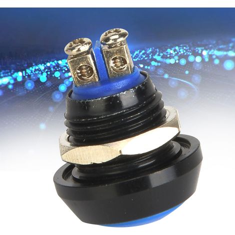 5 Stück Druckknopf-Reset-Schalter, Metall, IP65, 12 mm, 3A/250VAC, und 5 Stück Muttern (rot, grün, gelb, blau, schwarz) (1/5)