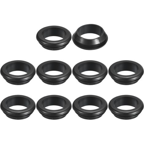 10 Pcs Passe Fil Caoutchouc, 23mm ID, 28mm Diamètre du Trou d'Installation Bouchon de Trou Caoutchouc Creux à Double Face Rond Joint d'Étanchéité pour Câblage Électrique, Noir (1/5)