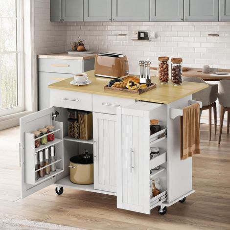 Buffet bianco en truciolato MDF 129 x 65 x 91 cm (1/5)
