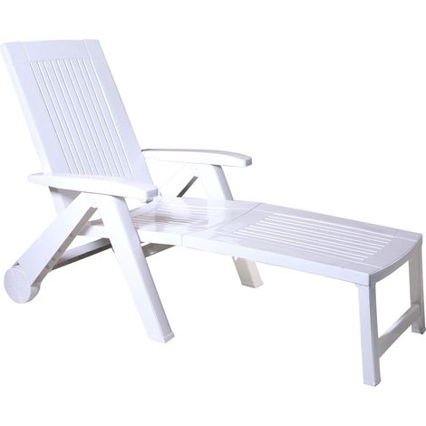 Lettino in Resina Pieghevole Modello Enea Colore Bianco Con Ruote