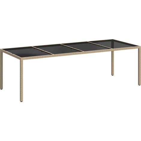 Maison Exclusive - Tavolo Giardino Beige 250x100x75cm Vetro Temperato e Polyrattan (1/5)
