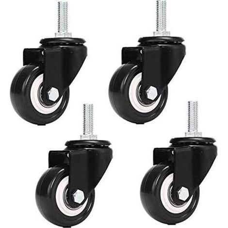 M8x25mm 4 pièces de support de charge 240 kg chariot roulette tournante PU meubles poudre remplacement (sans roulettes de frein) (1/4)