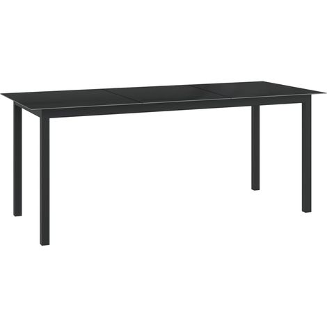 Gartentisch Schwarz 190x90x74 cm Aluminium und Glas