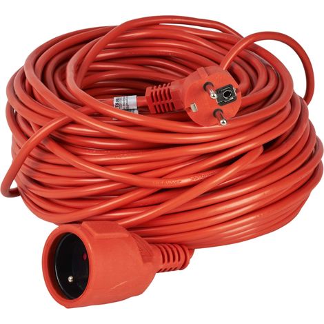 Rallonge électrique extérieure 3 fils 50M – Câble orange haute qualité – Résistante aux dommages mécaniques – Pour outils électriques (1/5)