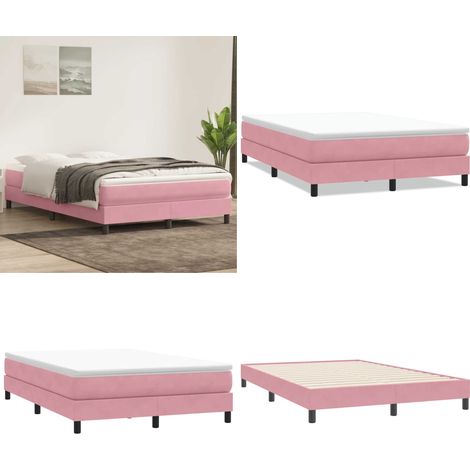 vidaXL Sommier à lattes de lit sans matelas rose 160x220 cm velours (1/5)
