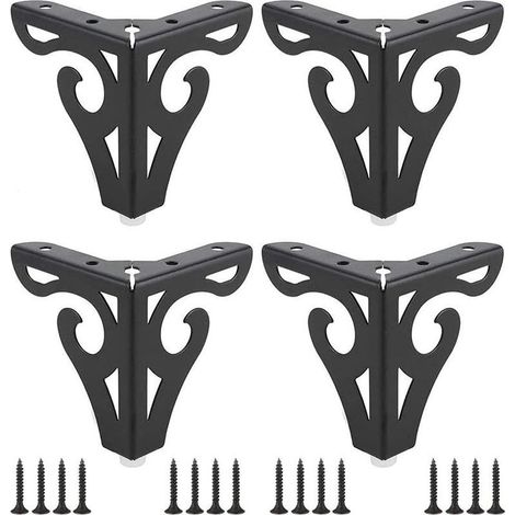 Lot de 4 Pièces Moderne Pied de Table, Pied Meuble Épingle, Pied de Table en Métal, Pieds de Meubles Triangulaires, 10 cm, Avec Vis, pour Table Basse, Table à Manger, Table de Chevet, Armoire et Canap (1/5)
