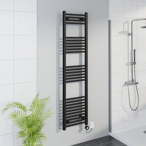 WiFi Thermostatic Straight Towel Rail Timer Black 1600x400mm