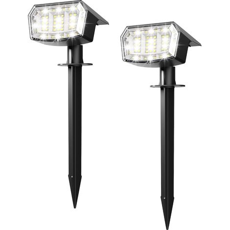 Faretti solari da esterno per giardino, 63 LED, alimentazione solare, 3 modalità, impermeabili IP65, per cortili, vialetti, patii e ingressi di garage (luce bianca calda, 2 pezzi) (1/5)
