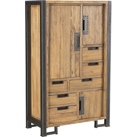 Armoire teck et métal 90cm Wales Casita WALARM90 - 90x45x148 cm - Kayu Meuble (1/5)