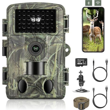 Filiyano-Caméra de terrain avec WiFi, résolution 4K, résolution 60MP, détection de mouvement à 120° pour la vision nocturne, étanchéité IP66 et écran (1/5)