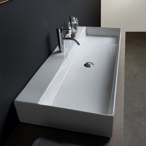 Lavabo Sospeso o D'appoggio 102x45xh14 cm ZENITH BW - Bordo Sottile - Ceramica Bianco (1/4)