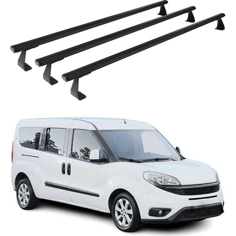 OMAC Heavy Duty Dachträger Querträger kompatibel mit Fiat Doblo II 2010-2021 – 3 Stangen – Aluminium Schwarz (1/5)