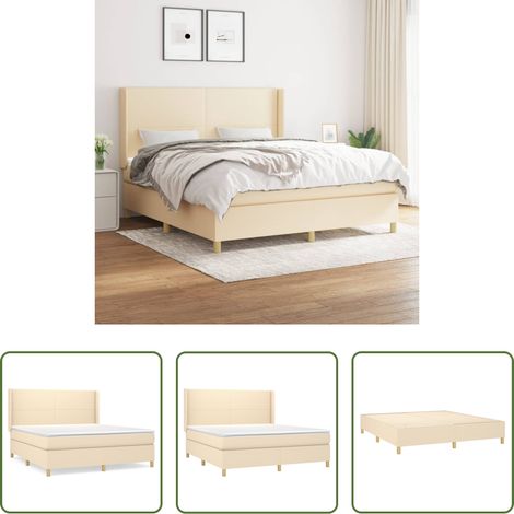 vidaXL Kopfteil - Boxspringbett mit Matratze Creme 180x200 cm Stoff (1/5)