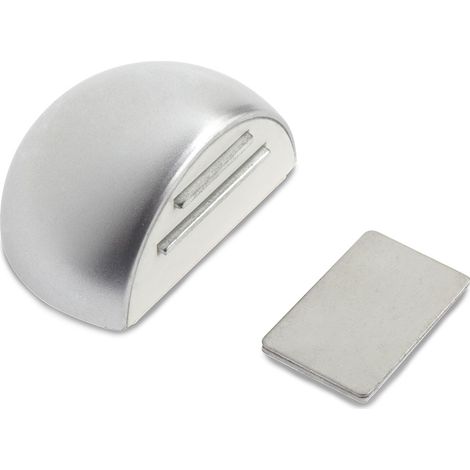 Retenedor de puerta con imán adhesivo con acabado cromo mate. Dimensiones: 51x39x26 mm -