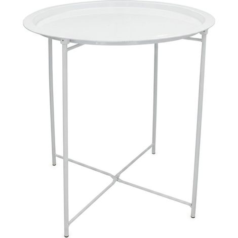 Tavolino da Salotto Moderno in Metallo Bianco Design Minimal 47x47x51cm (1/5)
